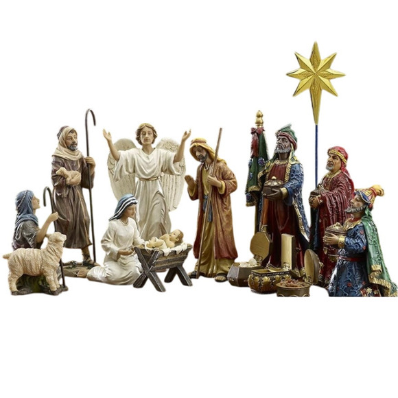 The Real Life Nativity 7" Figures 14 Piece Set By Three King Gifts New in Box - Picture 2 of 8
